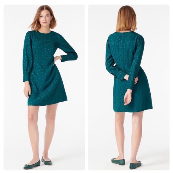 J. Crew Jacquard Floral Dot A line Shift Dress in Dark Spruce Green size 10 - Picture 10 of 11